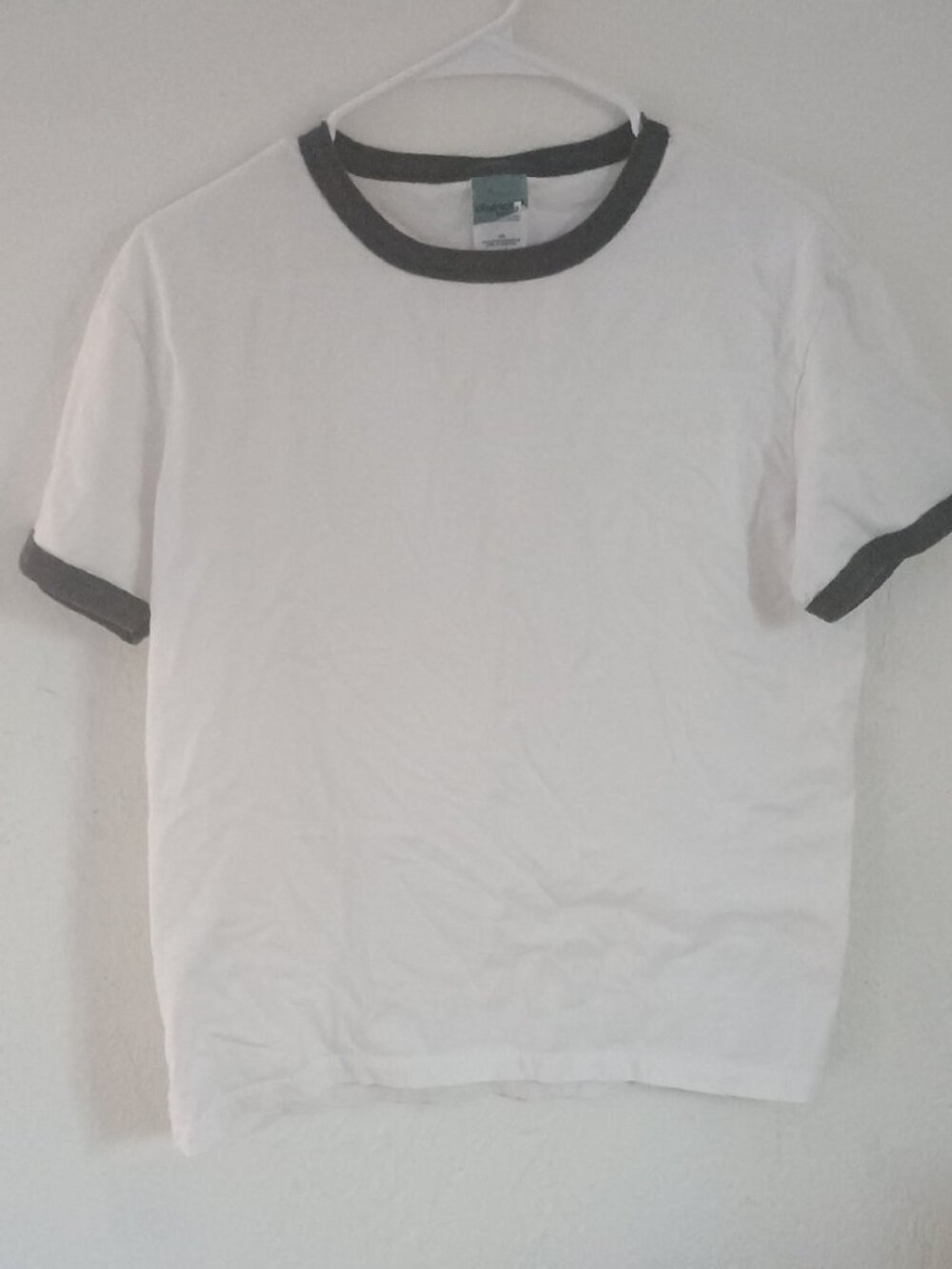 Classic White Ringer T-Shirt with Dark Gray Trim